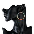 Bohemian Colorful Seed Bead Woven Hollow Round Hoop Alloy Statement Dangle Fashion Earrings view 2