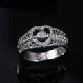 Fashion Hollow Carved Full Zircon Center Stone Couple Rings Romantic Love Gift Jewelry view 2