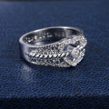 Fashion Hollow Carved Full Zircon Center Stone Couple Rings Romantic Love Gift Jewelry view 4