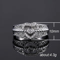 Fashion Hollow Carved Full Zircon Center Stone Couple Rings Romantic Love Gift Jewelry view 5