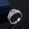 Fashion Hollow Carved Full Zircon Center Stone Couple Rings Romantic Love Gift Jewelry view 3
