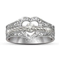 Fashion Hollow Carved Full Zircon Center Stone Couple Rings Romantic Love Gift Jewelry view 1