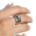 AAA Luxury Gold Plated Two Tone Simulated Diamond Ring Set Fashion Jewelry view 4