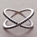 Simple Cross Over Copper Ring With Inlaid Zircon Stones, Fashion Street Style Jewelry view 1