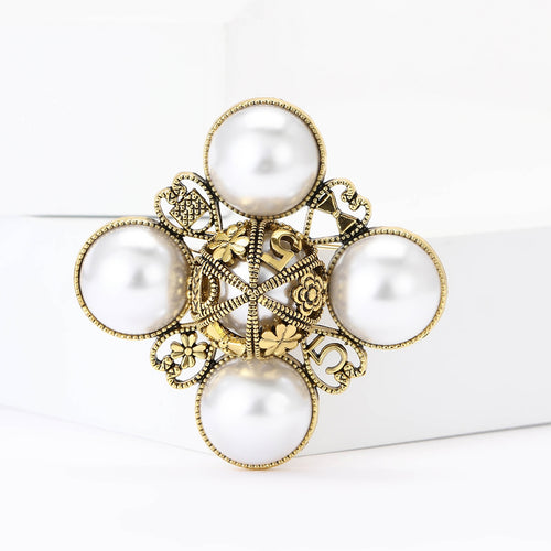 Alloy Baroque Pearl Brooch For Women's Fashion Apparel