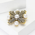 Metal Alloy Pearl Rhinestone Brooch For Men's And Women's Apparel view 3