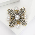 Metal Alloy Pearl Rhinestone Brooch For Men's And Women's Apparel view 2