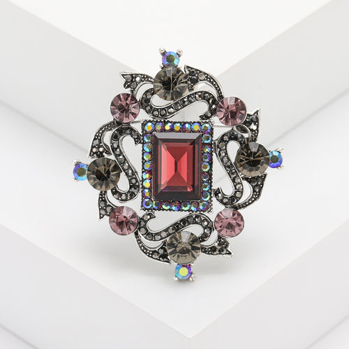 Alloy Diamond Shape Crystal Rhinestone Brooch Pin For Apparel