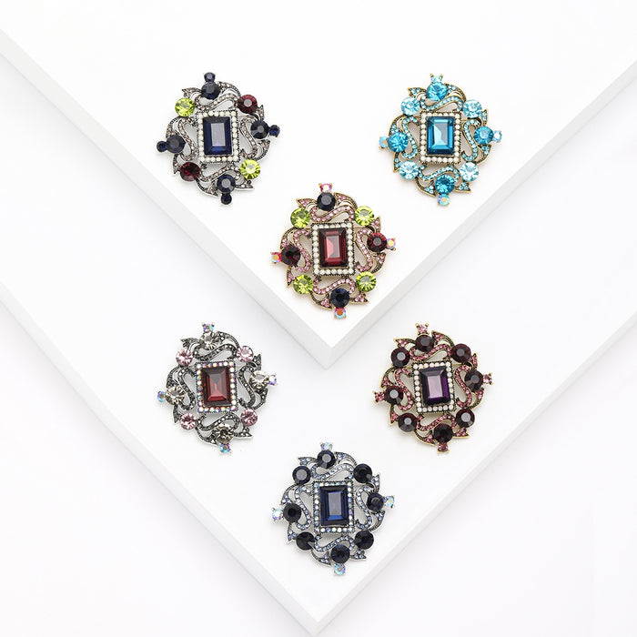 Alloy Diamond Shape Crystal Rhinestone Brooch Pin For Apparel