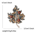 Alloy Rhinestone Leaf Brooch Pin For Elegant Women's Apparel Decoration view 5
