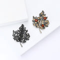 Alloy Rhinestone Leaf Brooch Pin For Elegant Women's Apparel Decoration view 2