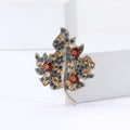 Alloy Rhinestone Leaf Brooch Pin For Elegant Women's Apparel Decoration view 4