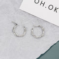 Elegant Twisted Round Hoop Alloy Earrings For Women, 925 Silver Pin French Clip Circle Earrings view 3