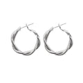 Elegant Twisted Round Hoop Alloy Earrings For Women, 925 Silver Pin French Clip Circle Earrings view 5