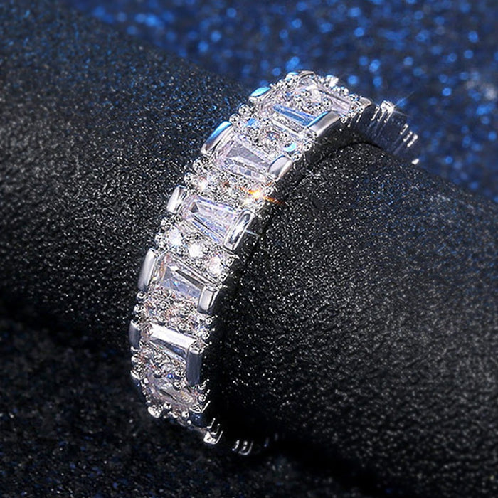 AAA Grade Full Pave Irregular Zircon Ring For Women, European Street Style Fashion Jewelry