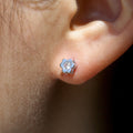 Japanese Style Cubic Zirconia Flower Stud Earrings For Women Copper Real Gold Plated Jewelry view 4