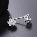 Japanese Style Cubic Zirconia Flower Stud Earrings For Women Copper Real Gold Plated Jewelry view 1