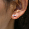 Sweet Cute Bowknot Cubic Zirconia Stud Earrings For Women Fashion Versatile Ear Jewelry view 4
