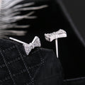 Sweet Cute Bowknot Cubic Zirconia Stud Earrings For Women Fashion Versatile Ear Jewelry view 3