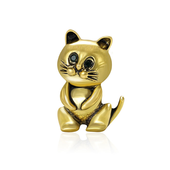 Alloy Enamel Cat Brooch For Vintage Clothing Accessories