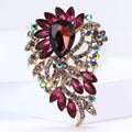 Alloy Crystal Glass Large Brooch Pin For Women Coat Decoration view 2