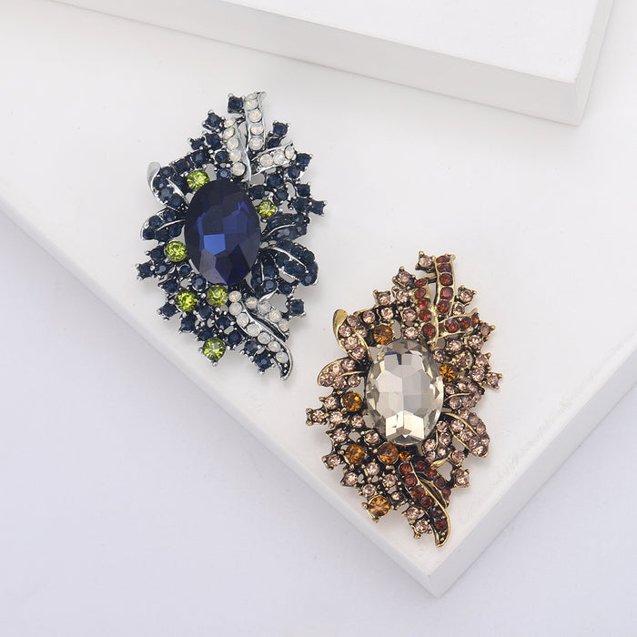 Gold Plated Alloy Rhinestone Brooch Pin For Versatile Clothing Decoration