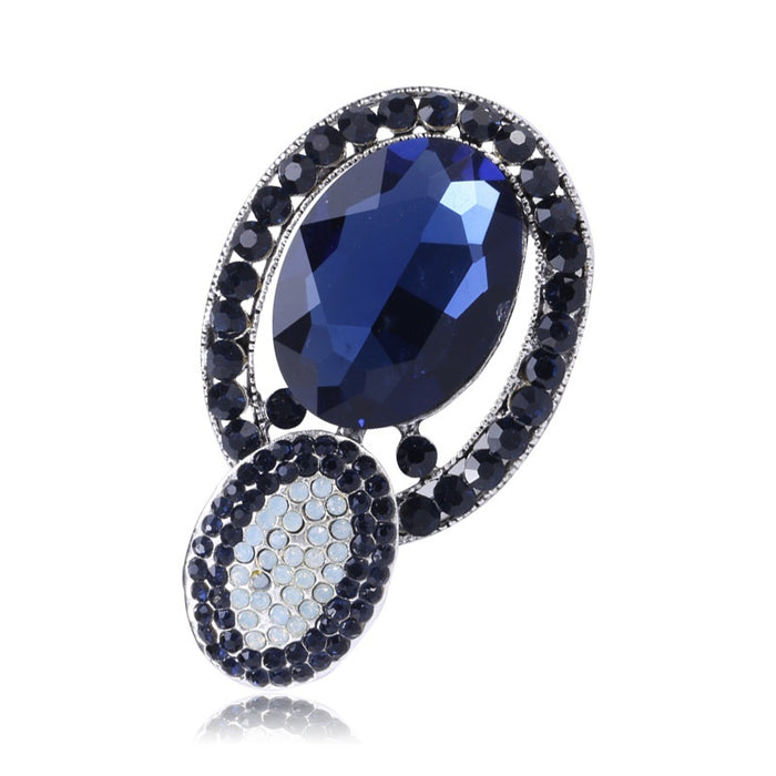 Alloy Crystal Gemstone Brooch Pin For Elegant Clothing Accessories