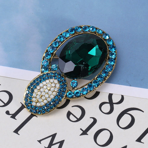 Alloy Crystal Gemstone Brooch Pin For Elegant Clothing Accessories