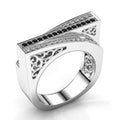 Unisex Black And White Zircon Micro Pave Finger Ring, Fashion Two Tone Statement Jewelry view 1