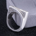 Unisex Black And White Zircon Micro Pave Finger Ring, Fashion Two Tone Statement Jewelry view 3