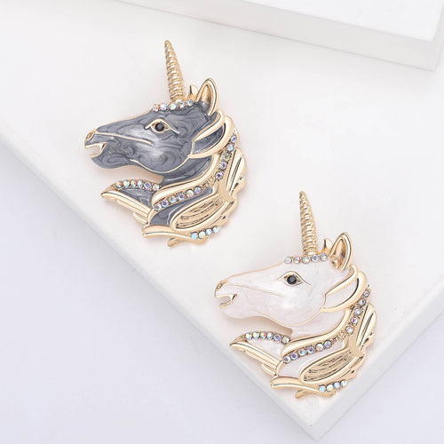 Alloy Enamel Rhinestone Unicorn Brooch For Fairy Tale Accessories