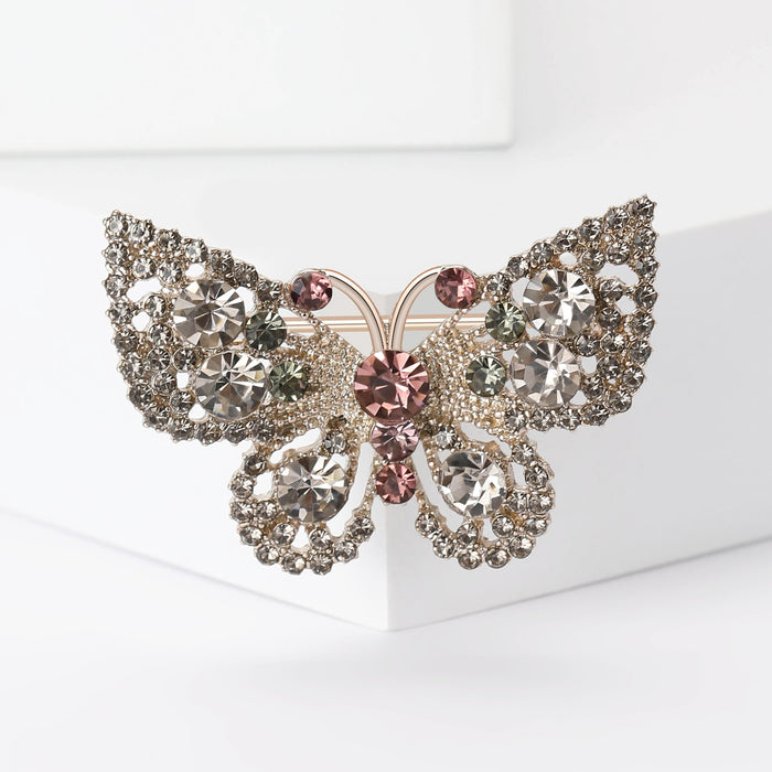 Alloy Rhinestone Hollow Butterfly Brooch Pin For Cheongsam Dresses
