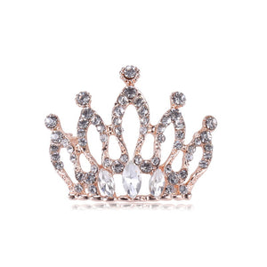 Alloy Crystal Rhinestone Crown Brooch For Elegant Clothing Decoration