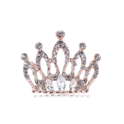Alloy Crystal Rhinestone Crown Brooch For Elegant Clothing Decoration