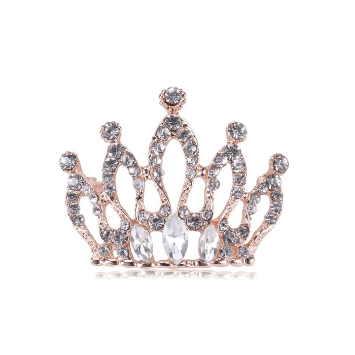 Alloy Crystal Rhinestone Crown Brooch For Elegant Clothing Decoration