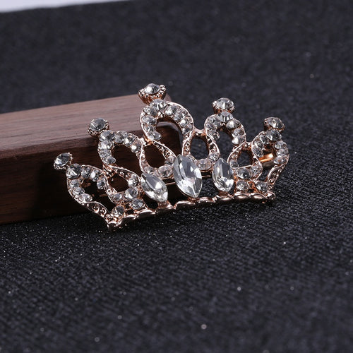 Alloy Crystal Rhinestone Crown Brooch For Elegant Clothing Decoration