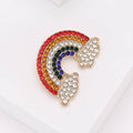 Alloy Rhinestone Rainbow Brooch Creative Lapel Pin For Elegant Apparel view 2