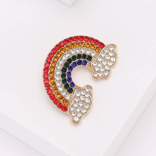 Alloy Rhinestone Rainbow Brooch Creative Lapel Pin For Elegant Apparel