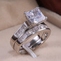 Fashion Couple Matching Rings With Cubic Zirconia, Elegant His And Hers Promise Ring Jewelry view 4