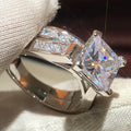 Fashion Couple Matching Rings With Cubic Zirconia, Elegant His And Hers Promise Ring Jewelry view 2
