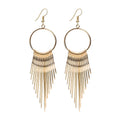 Korean Style Exaggerated Geometric Hoop Long Metal Tassel Alloy Fringe Bohemian Drop Earrings view 5