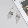 Korean Style Exaggerated Geometric Hoop Long Metal Tassel Alloy Fringe Bohemian Drop Earrings view 4