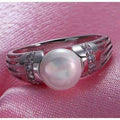 White K Gold Plated Alloy Pearl Rhinestone Ring For Women Celebration Party Fashion Jewelry view 2