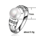 White K Gold Plated Alloy Pearl Rhinestone Ring For Women Celebration Party Fashion Jewelry view 3