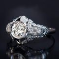 European Vintage Hollow Floral Round Zircon Ring For Women, Classic Fashion Finger Jewelry view 1