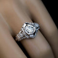 European Vintage Hollow Floral Round Zircon Ring For Women, Classic Fashion Finger Jewelry view 3