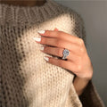 Luxury Womens Full Rhinestone Ring Square Zircon Finger Jewelry European American Fashion Accessory view 4