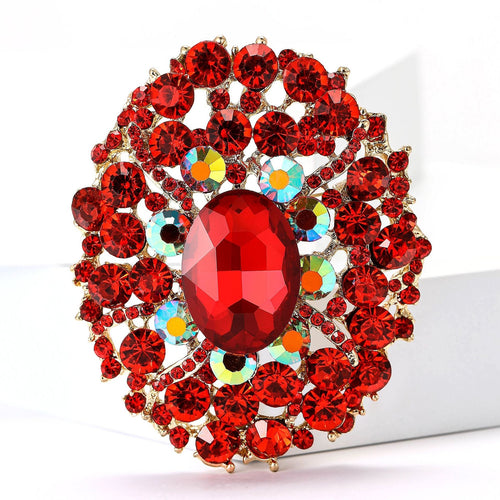 Alloy Full Rhinestone Glass Brooch Pin For Women Apparel