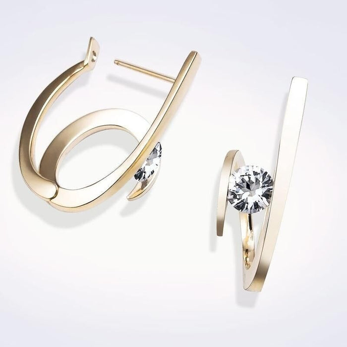 Creative Geometric Zircon Earrings, Elegant Minimalist Women's Fashion Ear Jewelry