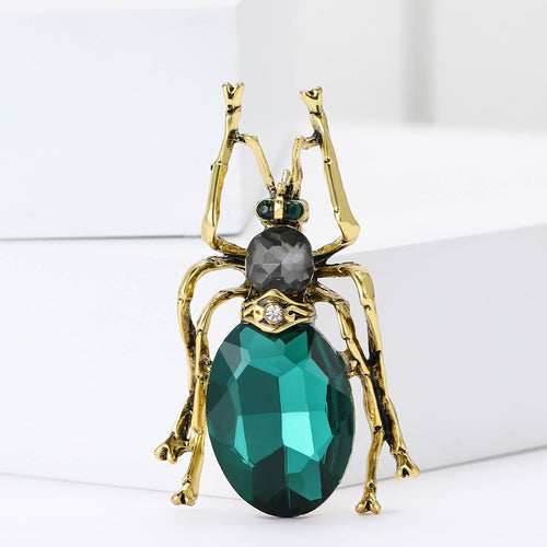 Vintage Alloy Glass Insect Brooch For Men's Coat Lapel Decor